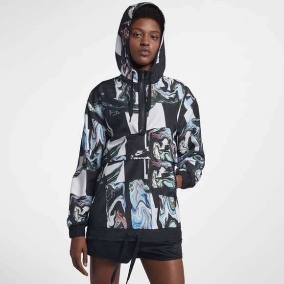 Retro Vintage Nike Hooded Pullover Windbreaker Jacket Graphic Print Quarter Zip - Picture 2 of 16